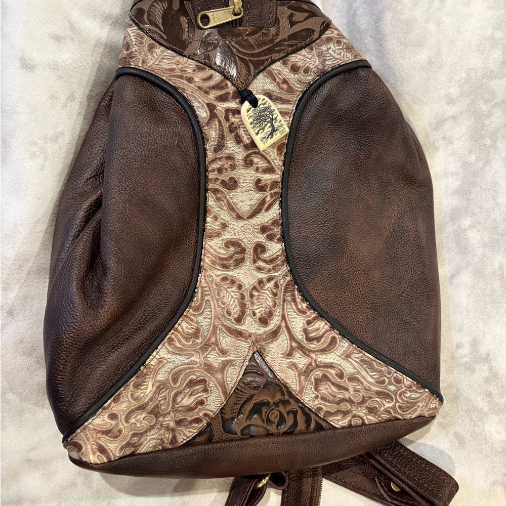 Elegant Brown and Cream Women's Backpack Purse NWOT